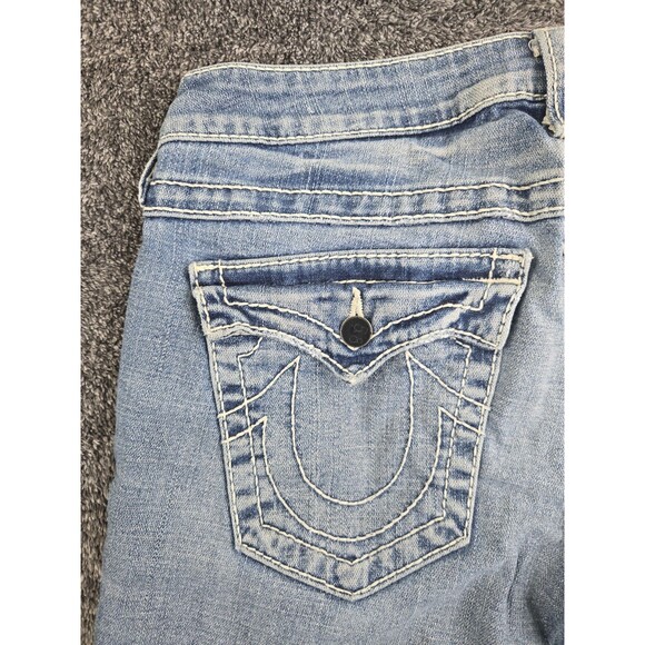 True Religion Disco Joey Big T Women's Denim Blue Flared Jeans 31 - Picture 2 of 11